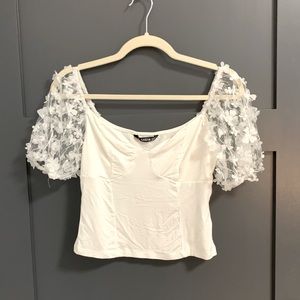 SHEIN mesh shoulder top